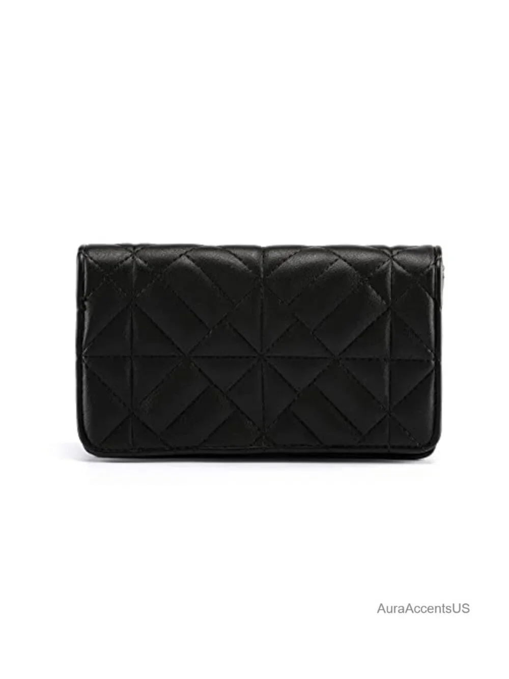 Quilted PU Leather Crossbody Bag with Gold Chain Satchel Clutch